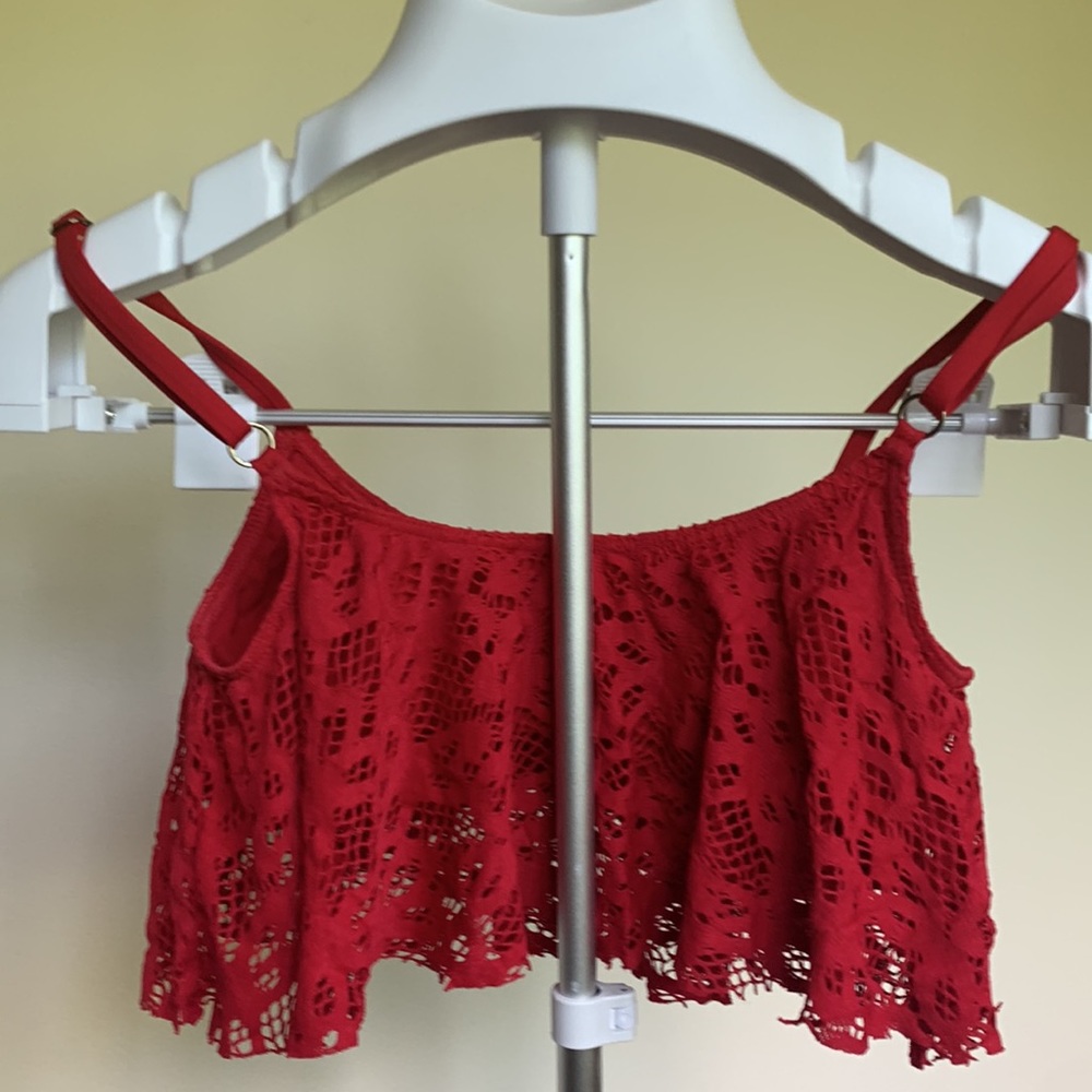 Kenneth Cole 2 piece bikini with crochet Color- Raspberry - Picture 4 of 4